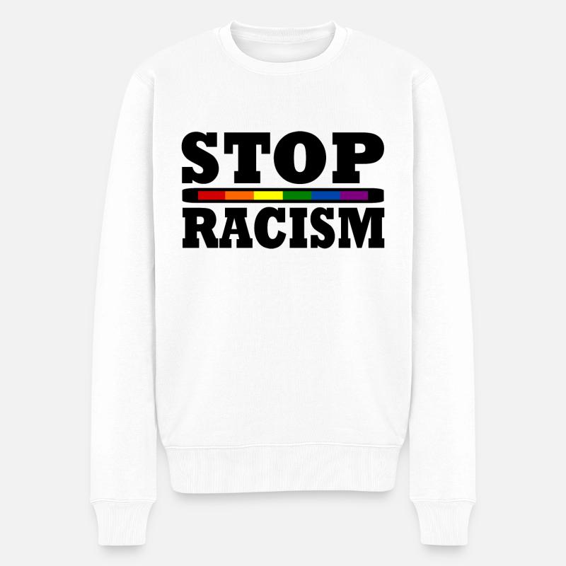 Stop Rassismus - Männer Premium Bio Pullover - Weiß
