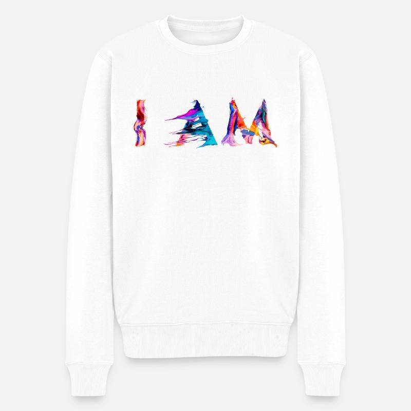 ICH BIN - Männer Premium Bio Pullover - Weiß