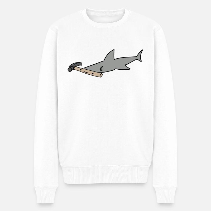 HammerHai - Männer Premium Bio Pullover - Weiß