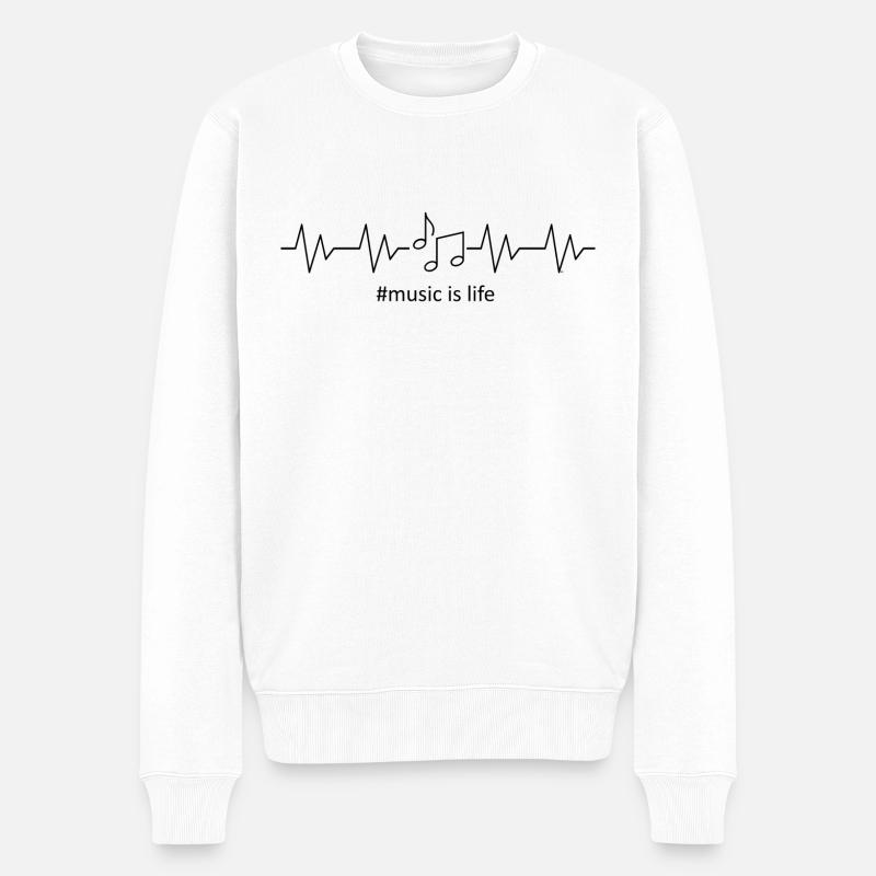 music is life - Männer Premium Bio Pullover - Weiß