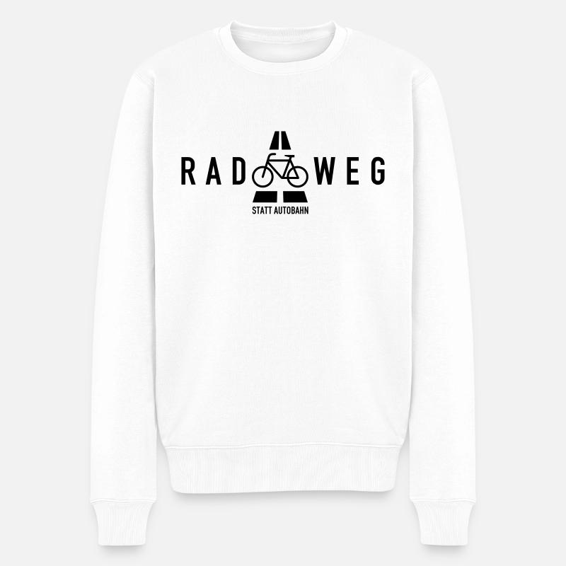 KLIMAWANDEL RADWEG STATT AUTOBAHN - Männer Premium Bio Pullover - Weiß