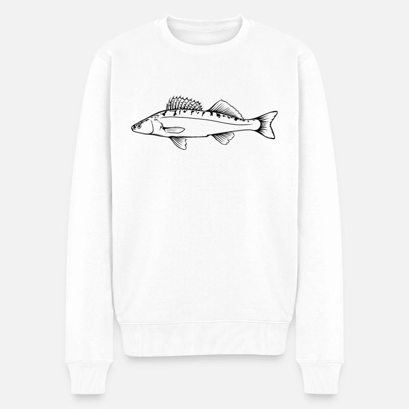 Zander Outline von Scuba.Style - Männer Premium Bio Pullover - Weiß