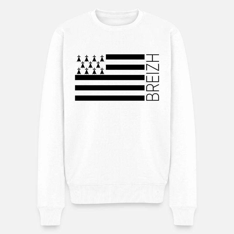 Breizh - Bretagne Flagge Gwenn-ha-du - Männer Premium Bio Pullover - Weiß