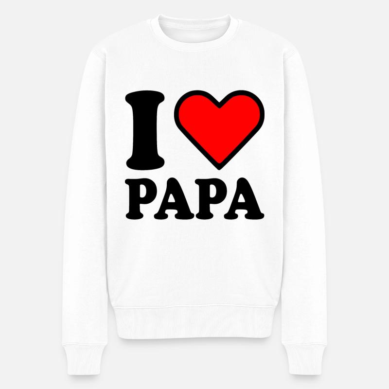 I love papa - Männer Premium Bio Pullover - Weiß