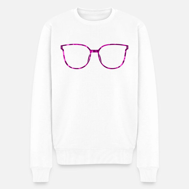 Brille Cateye perlmutt farbig (Farben änderbar) - Männer Premium Bio Pullover - Weiß