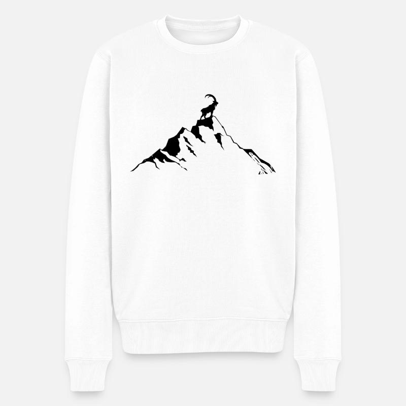 Ziege - Berg - (8) - Männer Premium Bio Pullover - Weiß