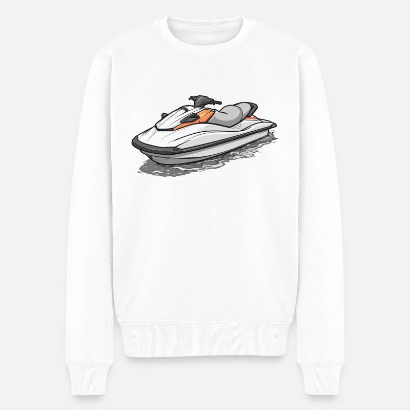Action am Jetski - Männer Premium Bio Pullover - Weiß