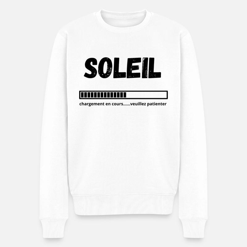 Sonnenschein im Gange, bitte warten - Männer Premium Bio Pullover - Weiß