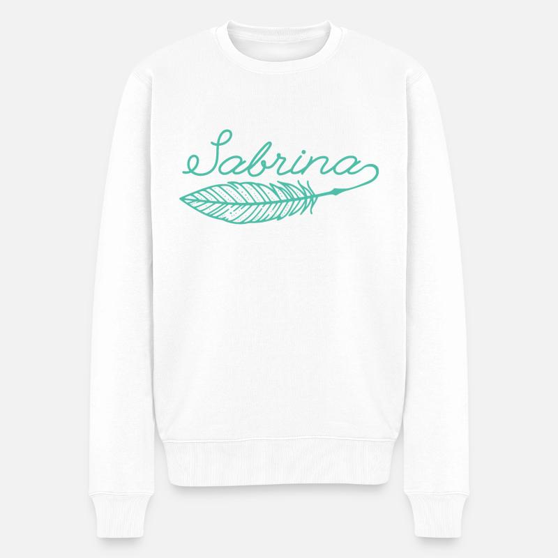 Sabrina Name Federschrift - Männer Premium Bio Pullover - Weiß