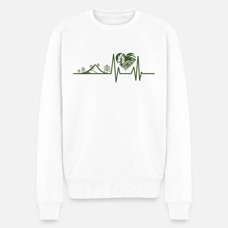 Natur - Herzschlag - Männer Premium Bio Pullover - Weiß