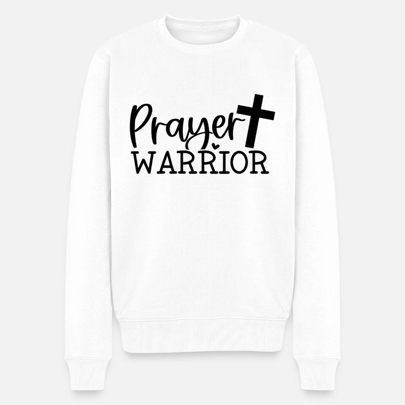 prayer warrior - Männer Premium Bio Pullover - Weiß