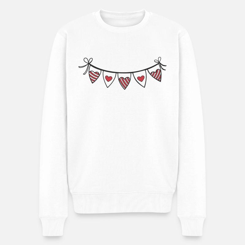 Coeur Guirlande Coeurs - Pull Premium bio Homme - blanc
