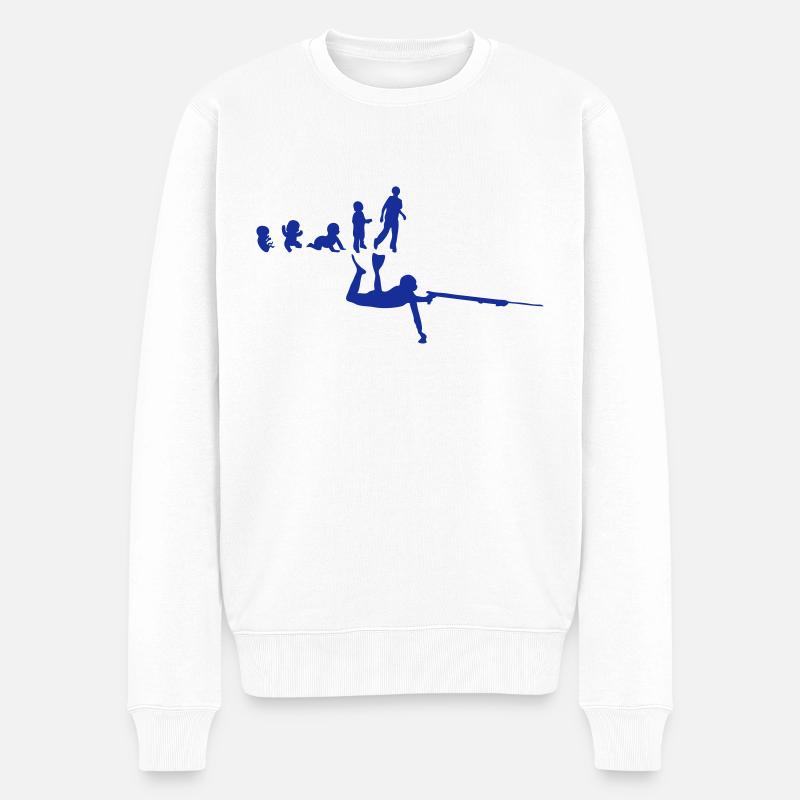 Entwicklung des Unterwasserschießens - Männer Premium Bio Pullover - Weiß