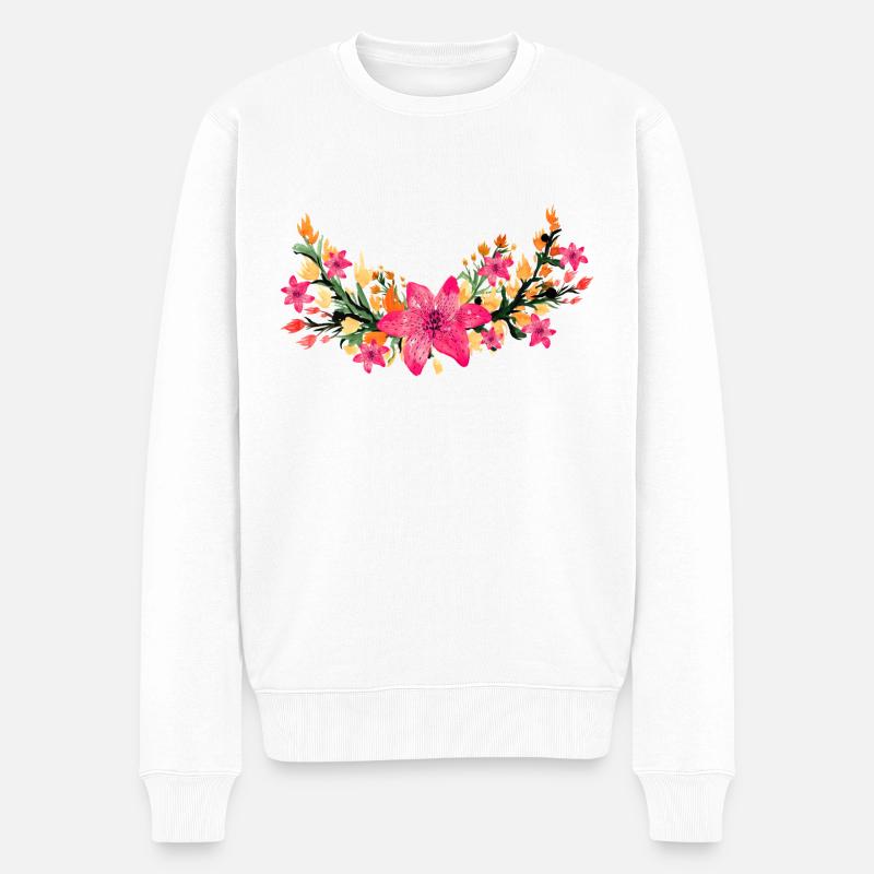 fleurs - Pull Premium bio Homme - blanc