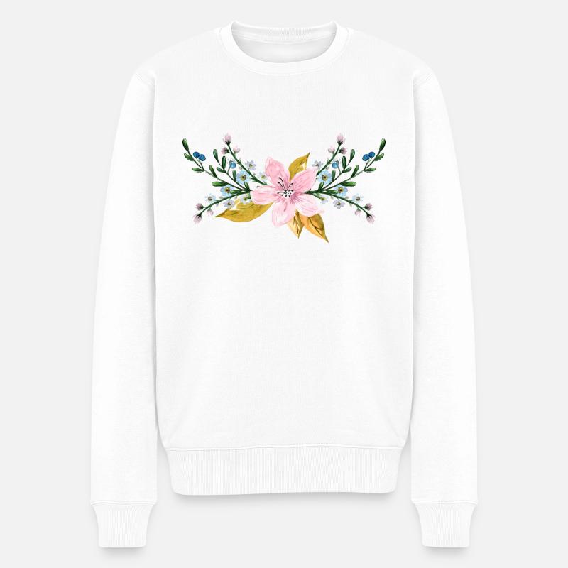 Blumen - Männer Premium Bio Pullover - Weiß