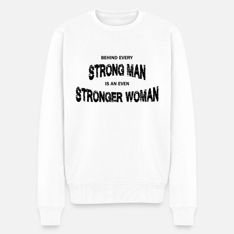Starke Frau - Männer Premium Bio Pullover - Weiß