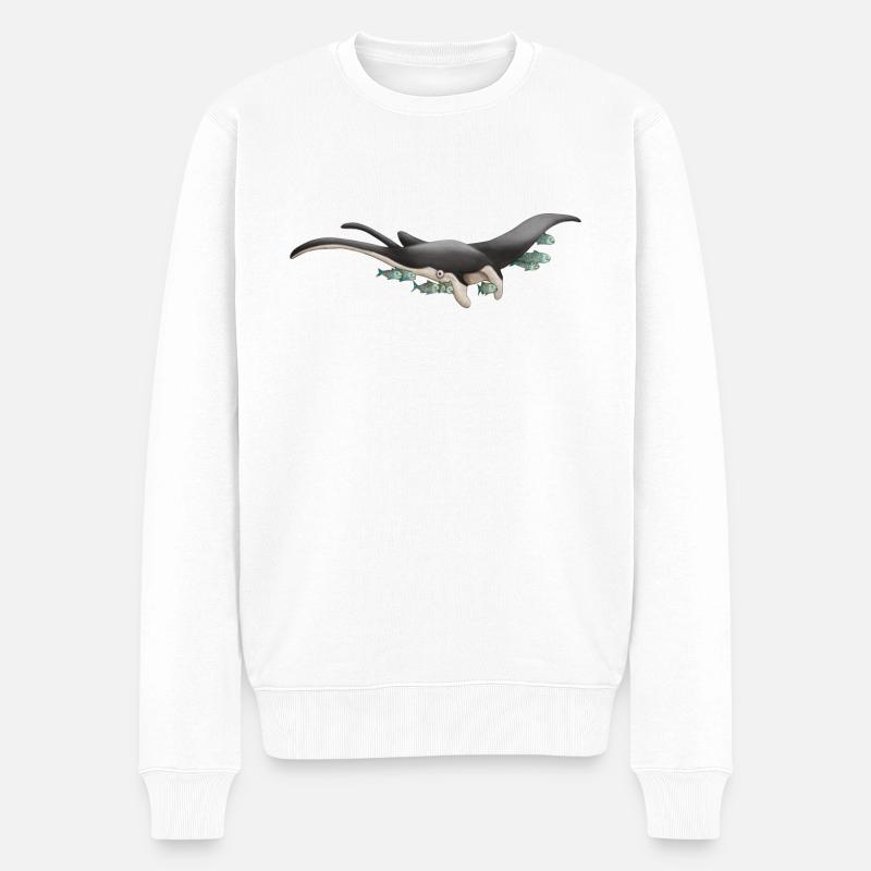 Freundlicher Mantarochen - Männer Premium Bio Pullover - Weiß