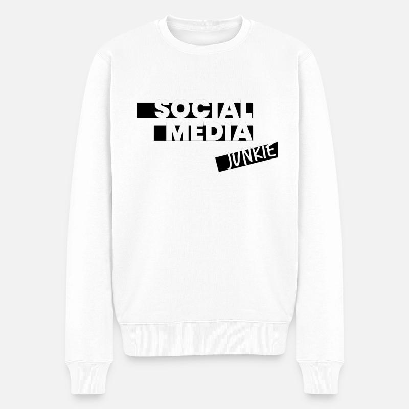 SocialMedia Junkie SW - Männer Premium Bio Pullover - Weiß