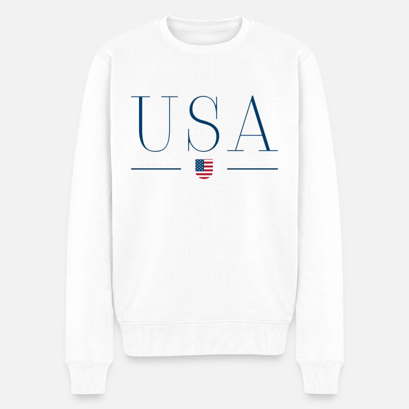 USA - Männer Premium Bio Pullover - Weiß