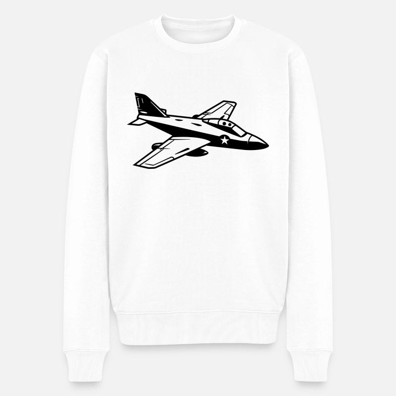 Kampfjet - Männer Premium Bio Pullover - Weiß