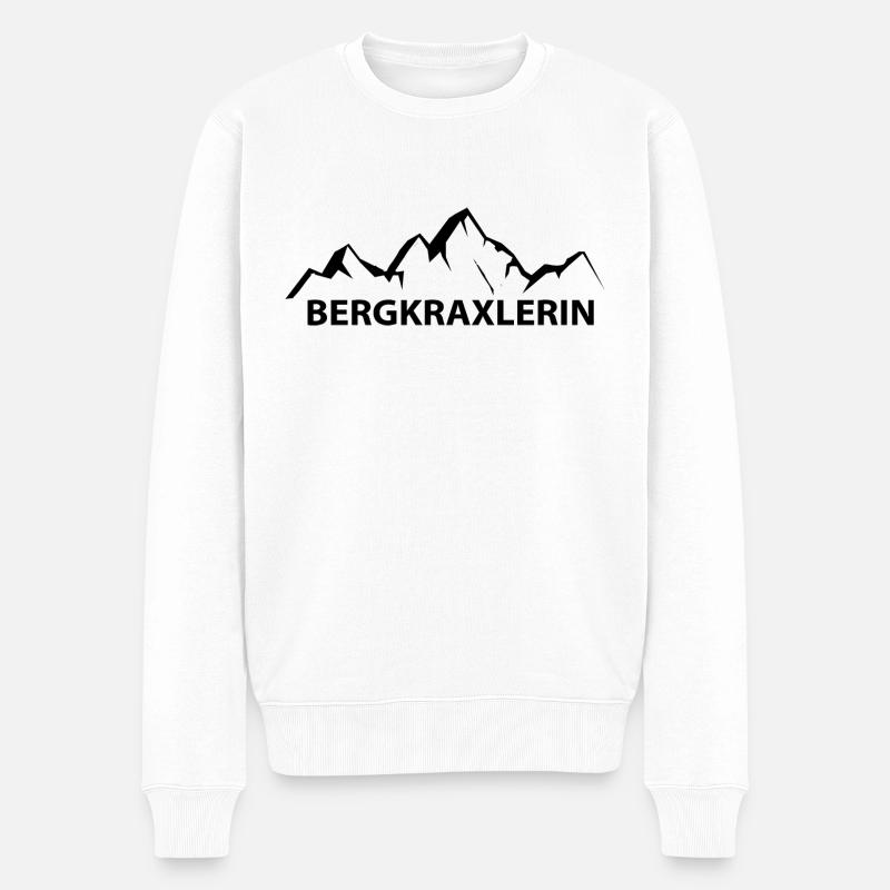 Bergkraxlerin - (10) - Männer Premium Bio Pullover - Weiß