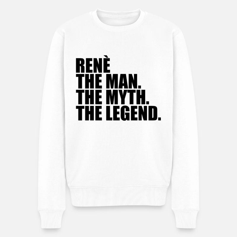 Mythos Legende lustiger bester Name René - Männer Premium Bio Pullover - Weiß
