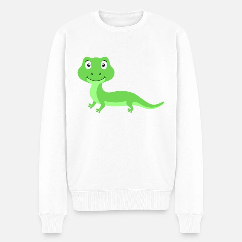 Eidechse - Männer Premium Bio Pullover - Weiß