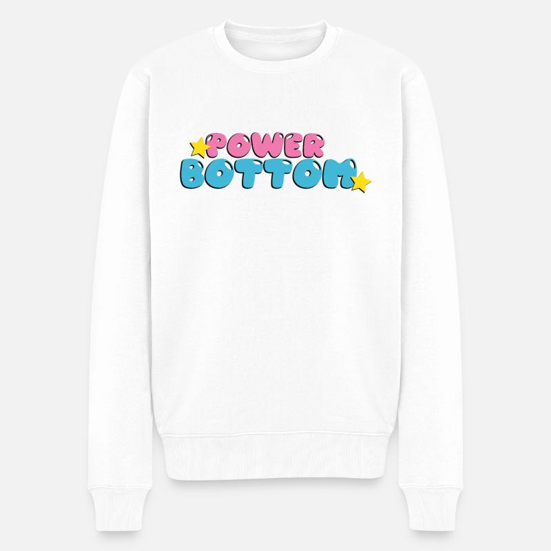 Power Bottom - Männer Premium Bio Pullover - Weiß