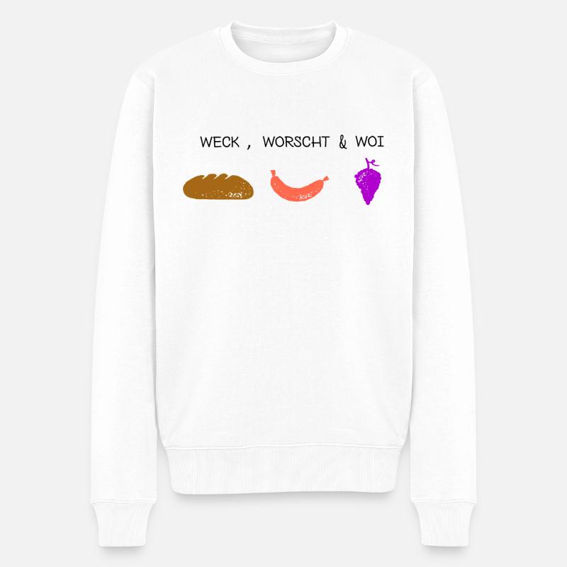 Weck Woscht un Woi - Männer Premium Bio Pullover - Weiß