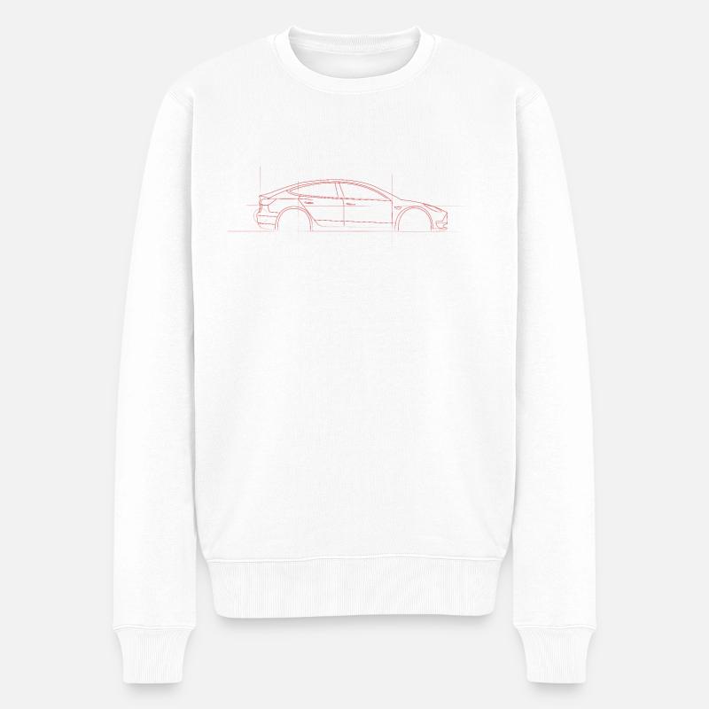 Elektrisch - E Auto - M3 - Männer Premium Bio Pullover - Weiß