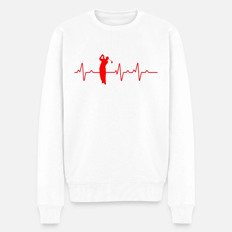 Golf Heartbeat Golfeur - Pull Premium bio Homme - blanc