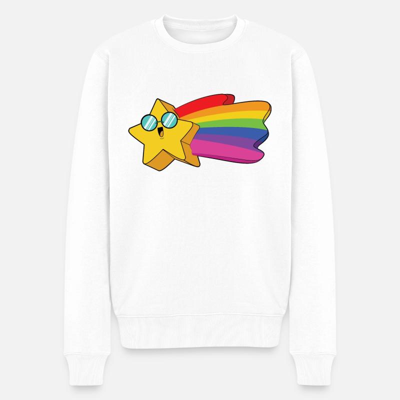 Stern Regenbogen - Männer Premium Bio Pullover - Weiß