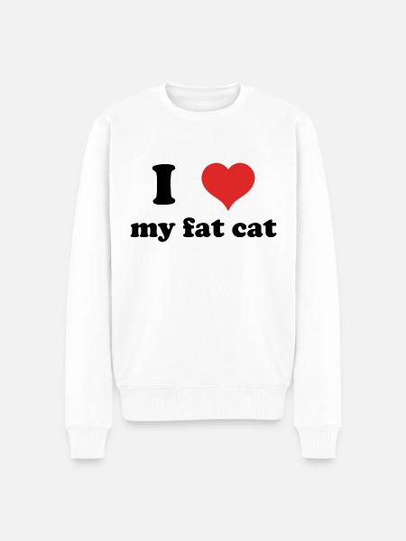 i love my fat cat - Männer Premium Bio Pullover - Weiß