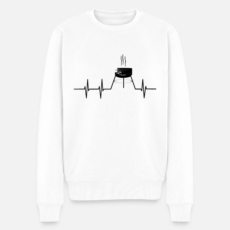 Grill Herzfrequenz - Männer Premium Bio Pullover - Weiß
