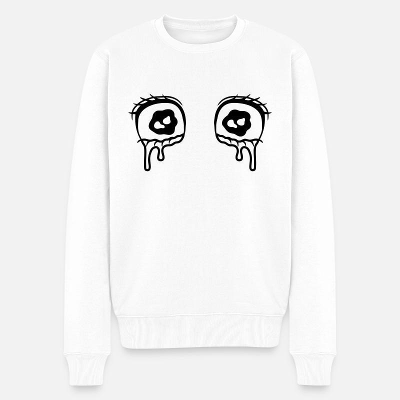 Tränen Comic Augen weinend - Männer Premium Bio Pullover - Weiß