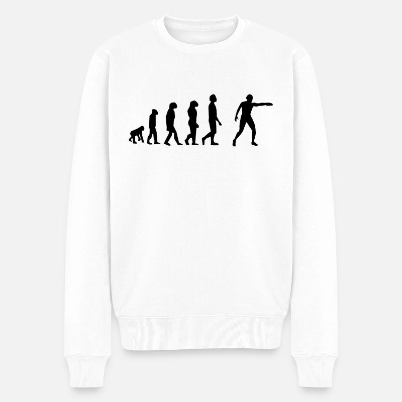 Diskuswurf-Evolution - Männer Premium Bio Pullover - Weiß