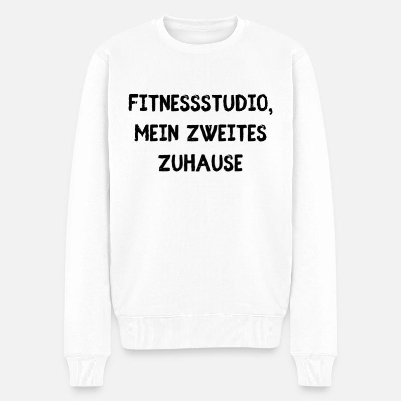 Fitnessstudio mein Zuhause - Männer Premium Bio Pullover - Weiß