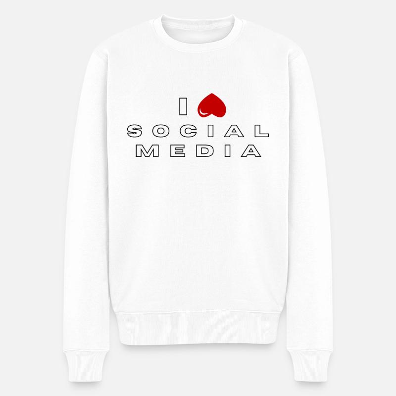 Ich hasse Social Media - Männer Premium Bio Pullover - Weiß