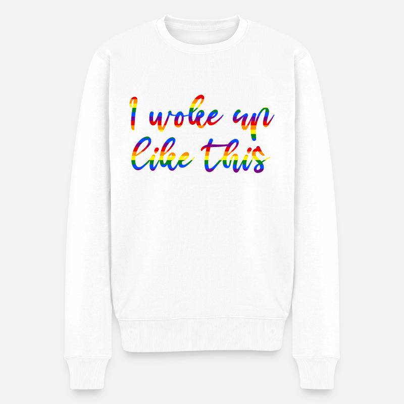 Ich bin so aufgewacht - Männer Premium Bio Pullover - Weiß