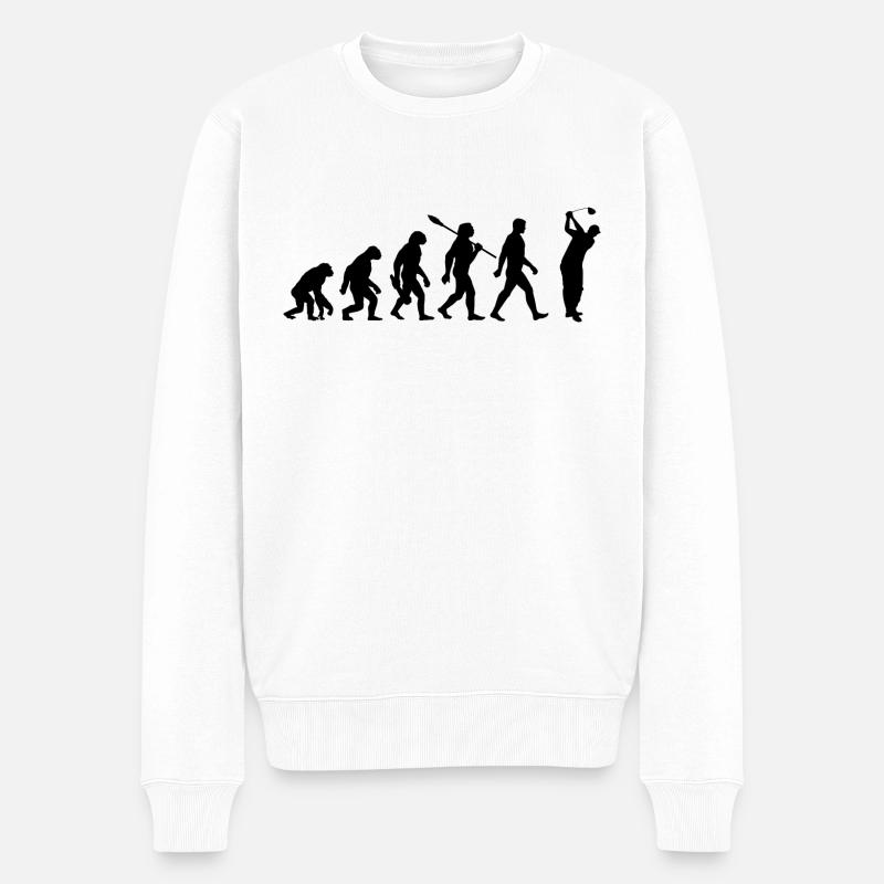 Evolution Golf - Golfspieler - Männer Premium Bio Pullover - Weiß