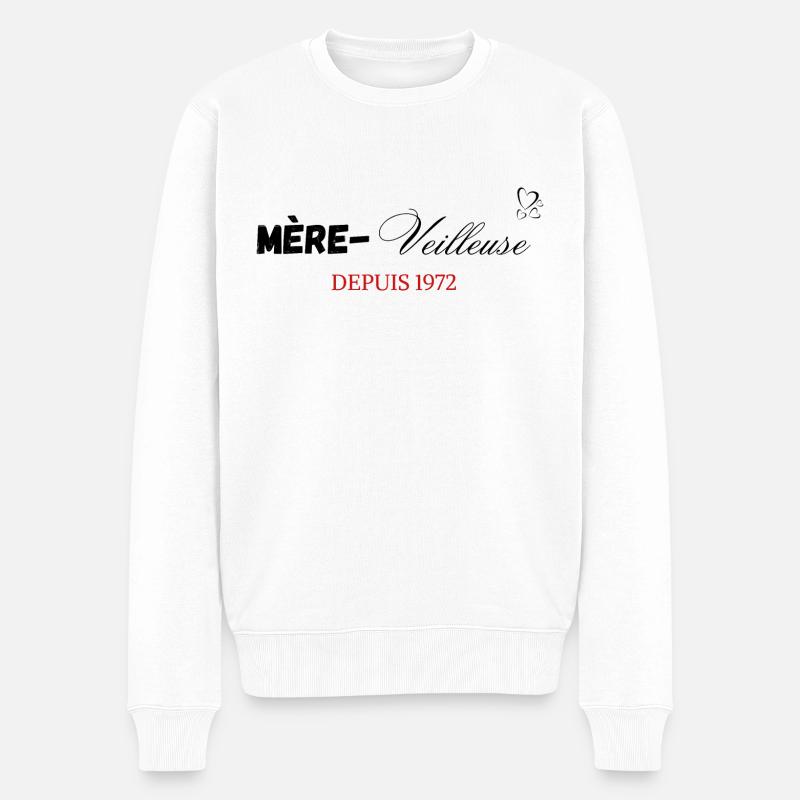Mère veilleuse depuis 1972 - Pull Premium bio Homme - blanc