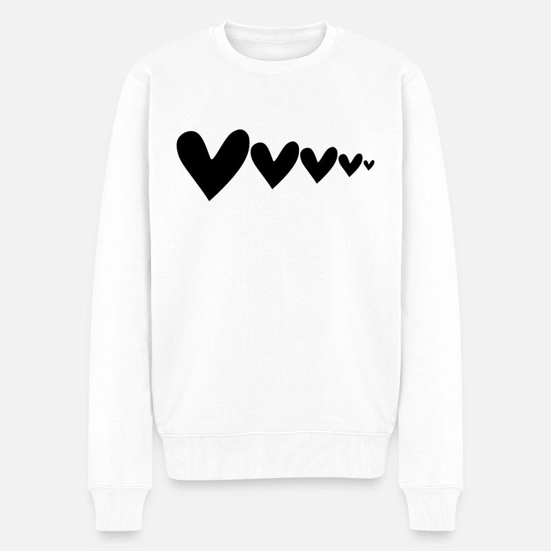 Des cœurs grands à petits - Pull Premium bio Homme - blanc