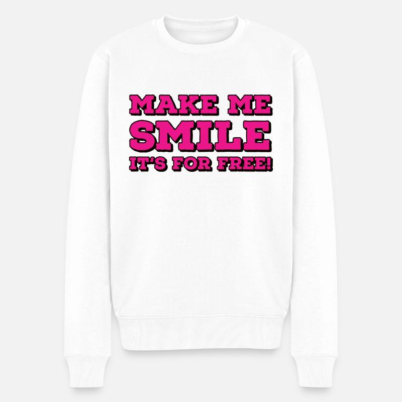 Make me smile it‘s for free - Männer Premium Bio Pullover - Weiß
