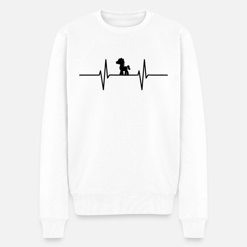 Herzschlag mit Pferd - Männer Premium Bio Pullover - Weiß