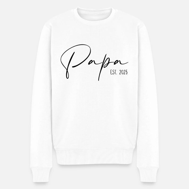 Papa Est 2025 - Männer Premium Bio Pullover - Weiß
