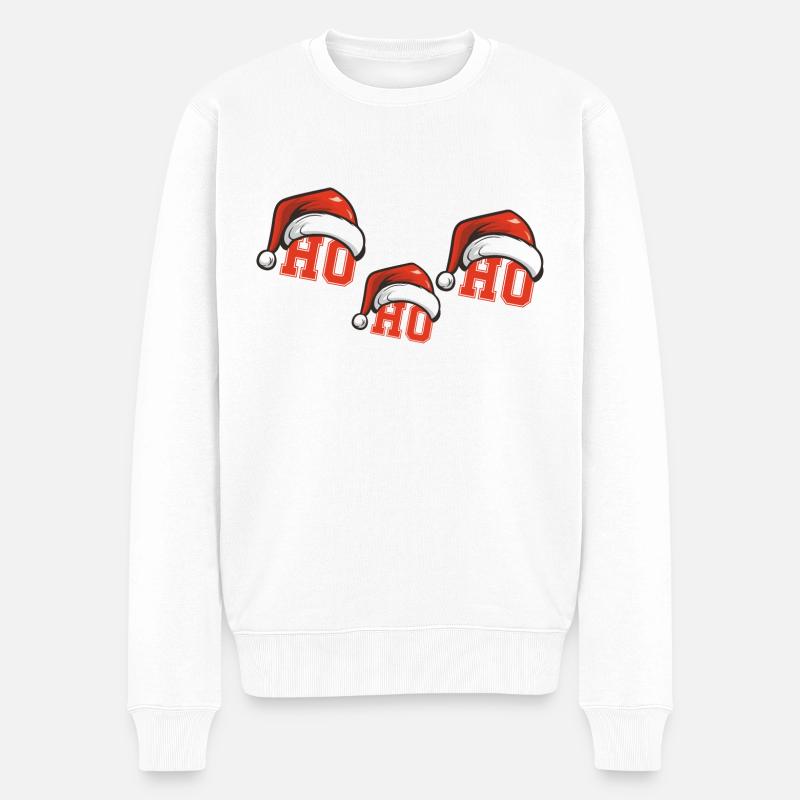 Weihnachten Ho Ho Ho - Männer Premium Bio Pullover - Weiß