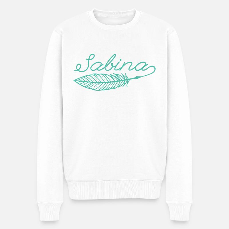 Sabina Name Federschrift - Männer Premium Bio Pullover - Weiß