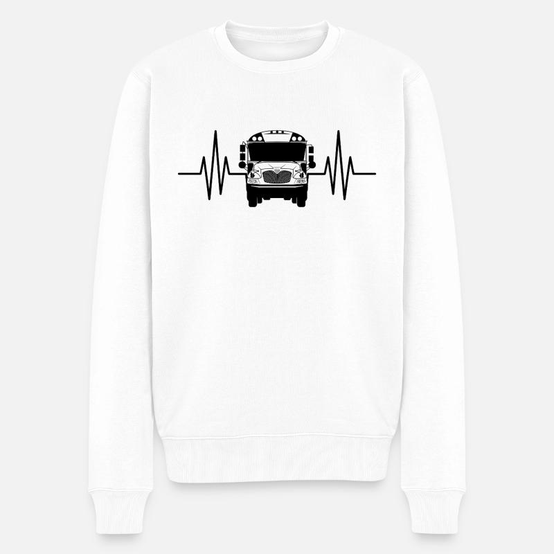 Herzschlag-Bus - Männer Premium Bio Pullover - Weiß