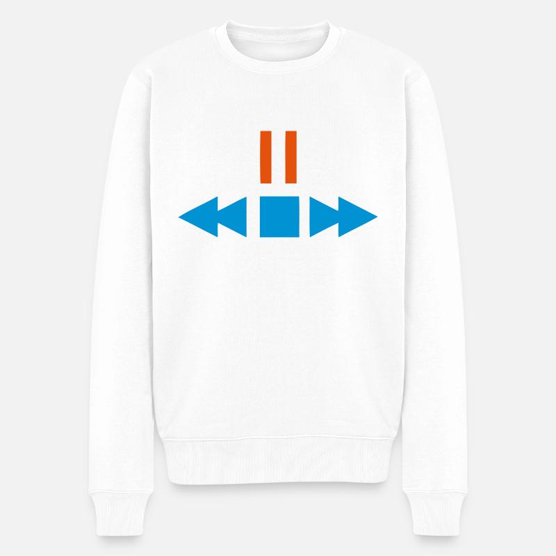 player musique pause play - Pull Premium bio Homme - blanc