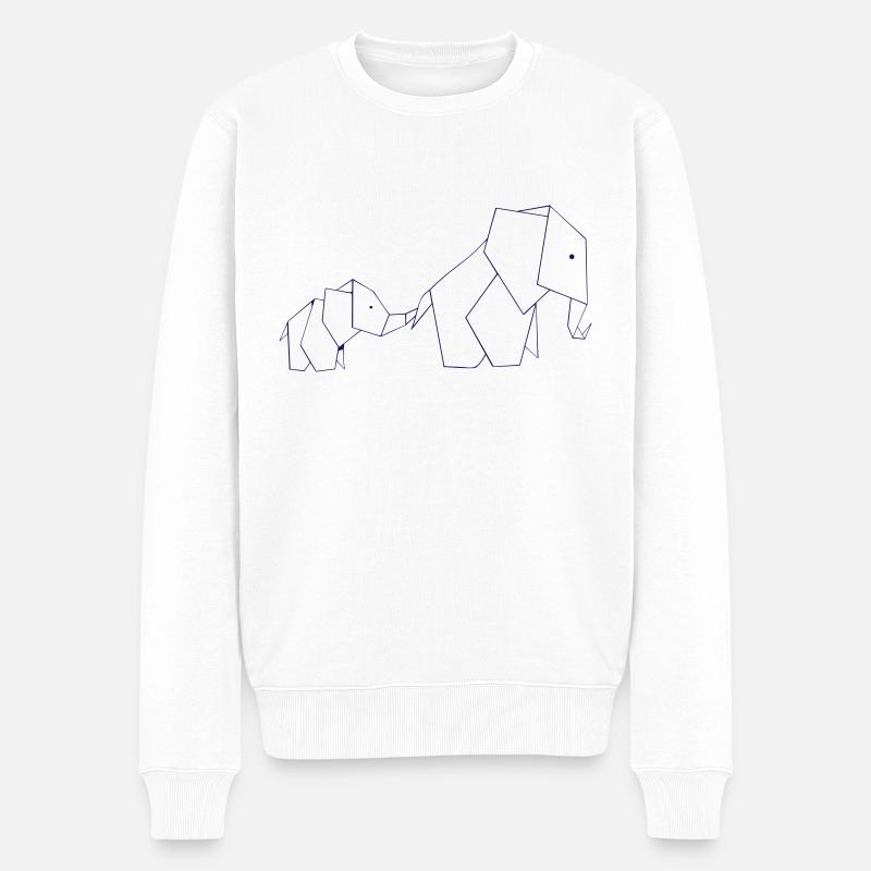 Éléphant - design mignon - Pull Premium bio Homme - blanc